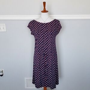 Gap Polka Dot Short Sleeve Shift Dress Scoop Neck Drawstring Waist XS New